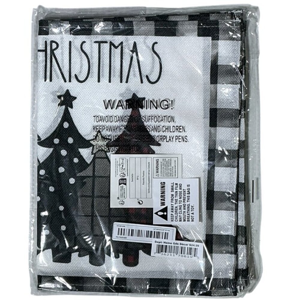 Christmas Placemats Trees Buffalo Plaid Placemats Black White 12 x 18 4 PC Set - Picture 12 of 16